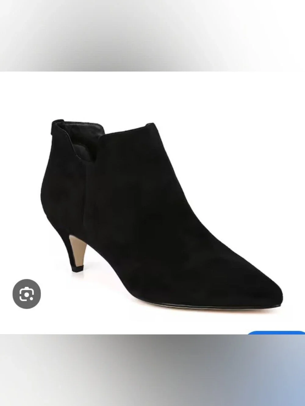 Sam Edelman Women Keely Black Suede Side Zip Kitten Heel Booties Size 9
